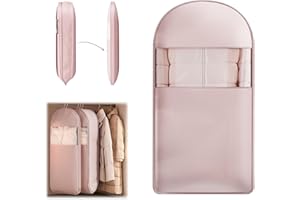 TPTAL Space Saving Hanging Garment Bag with Self Compression Zipper,Clear Garment Bag for Hanging Clothes,Dust Cover Clothes Bags for Down Coat,Suit Bags for Closet Storage,Hanging Protector for Coats