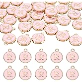 uxcell 52pcs Letter Charm, Enamel Letter Pendants, Alphabet R Pendants Double Sided Beads Charm for DIY Bracelet Necklace Pendants Earring Jewelry, Pink