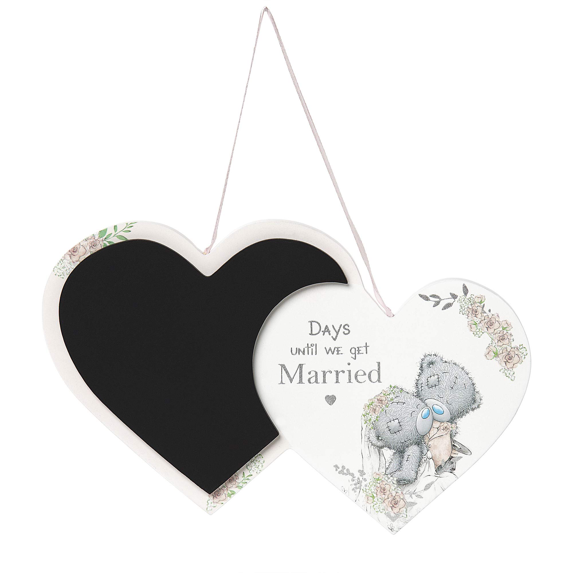 Me to You Tatty Teddy Wedding Day Countdown Chalkboard Plaque 8 x 20cm - Official Collection, Blue,grey,pink