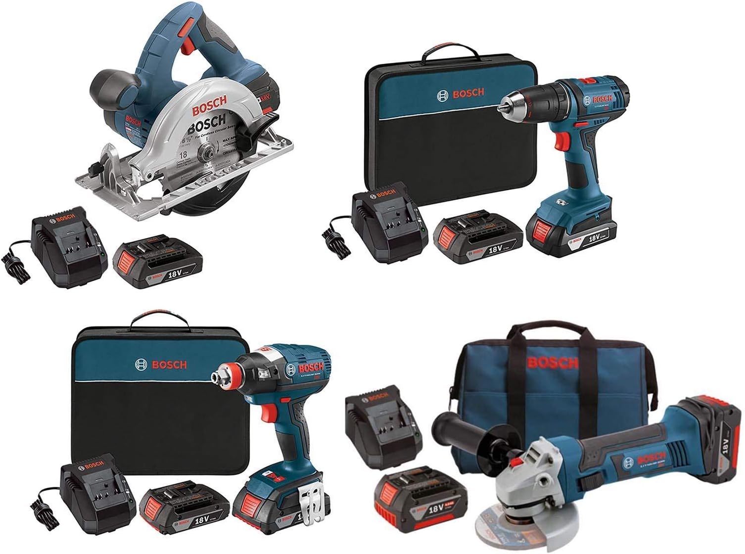 Bosch Circular Saw, Drill, Impact Driver, Angle Grinder (Certified Refurbished)