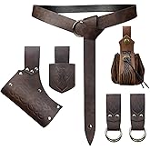 EpicCos 6 PCs Renaissance Belt Costume Accessories Pouch Skirt Sword Frog Viking Horn Belt Holster