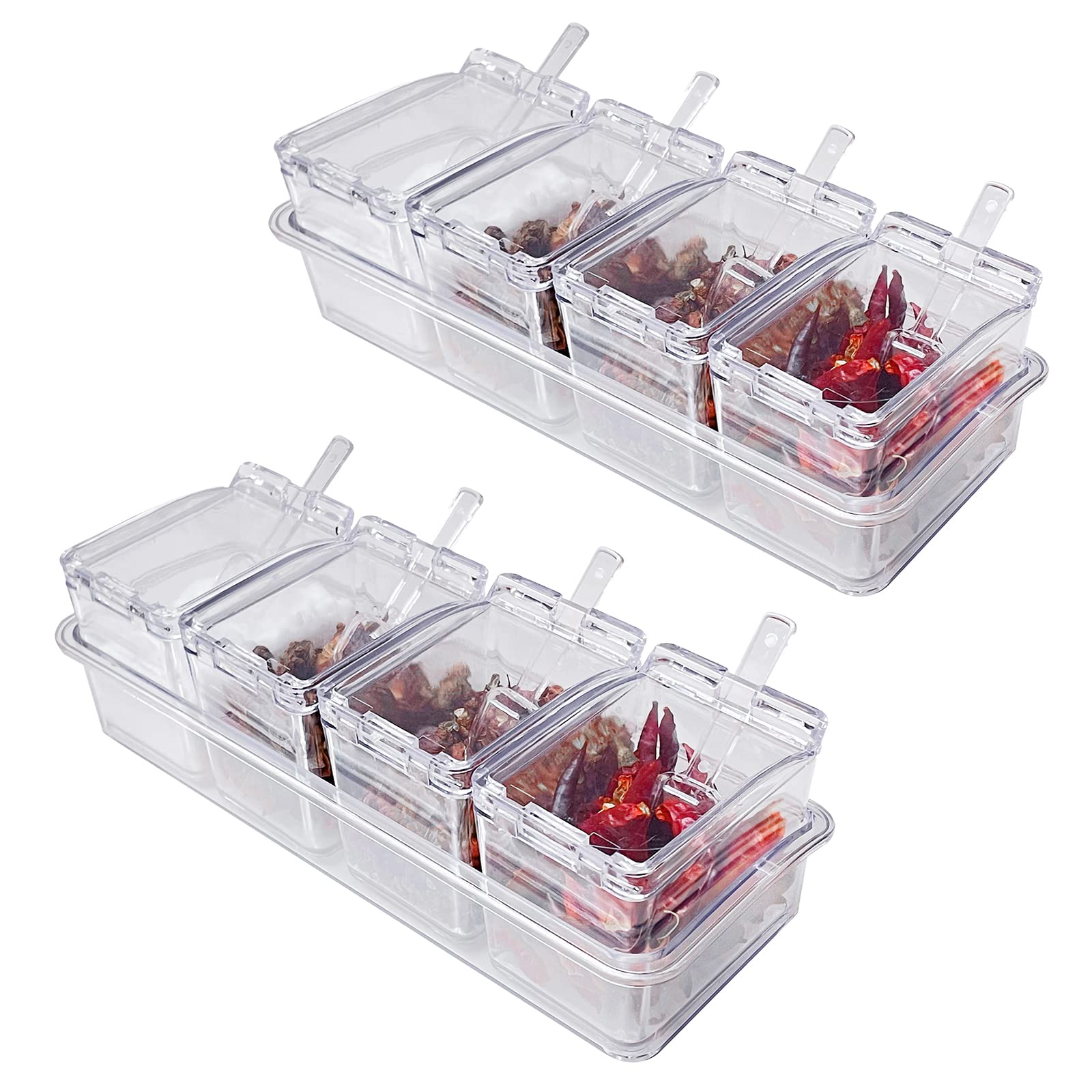 Photo 1 of XINGWANG 2 Pieces of Kitchen Transparent Seasoning Box, Spice Jar, Plastic Storage Container, with Lid and Spoon