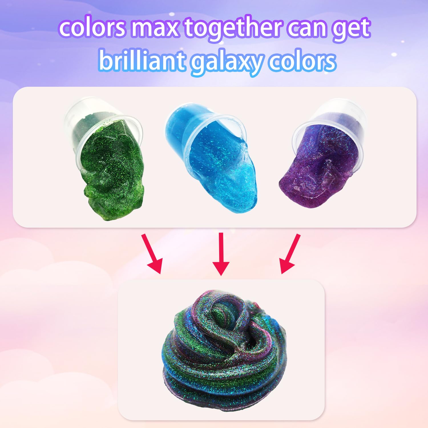 64 Pack Unicorn Galaxy Slime Kit,Party Favor for Girls & Boy,Non Sticky,Stress & Anxiety Relief,Easter Basket Stuffers,Christmas Stocking