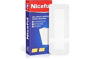 Niceful 25Pcs Island Dressing Bordered Gauze 4"x10", Water-Resistant Large Adhesive Bandages, Absorbent Wound Dressing Pads Bandages Large Wound Care
