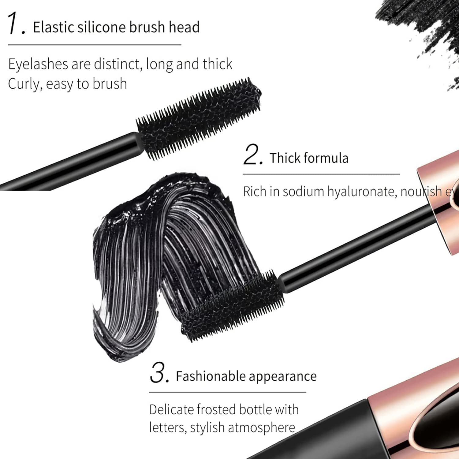 3 PCS 4D Silk Fiber Lash Mascara Waterproof Mascara Eyelash Extension Thicker Voluminous Eyelashes, Smudge-proof, Long-Lasting, Dramatic Extension, Smudge-proof, Hypoallergenic Formula (3 Packs)