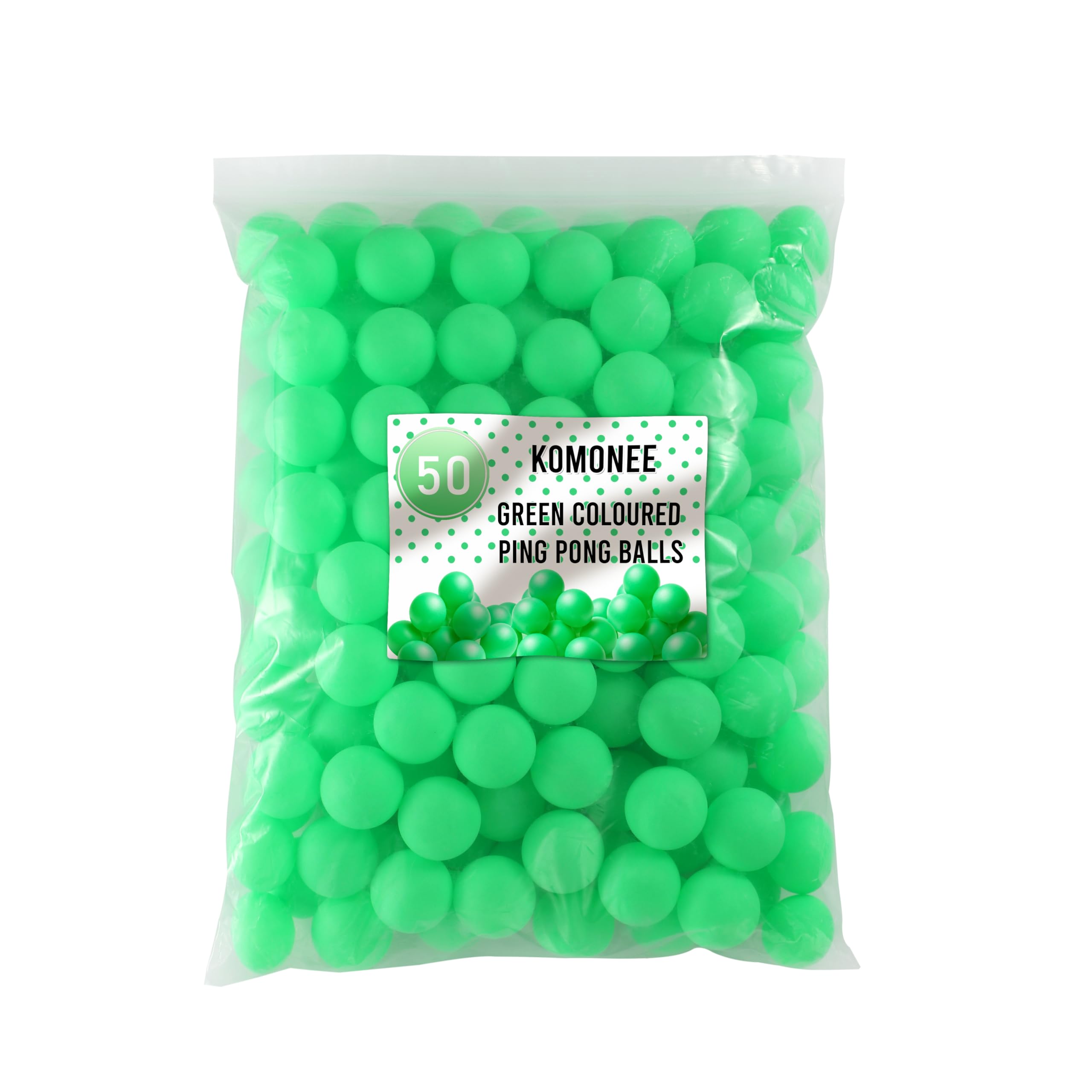 Komonee Plain Colour Ping Pong Table Tennis Balls 40mm No Logos Green (Pack Of 50)
