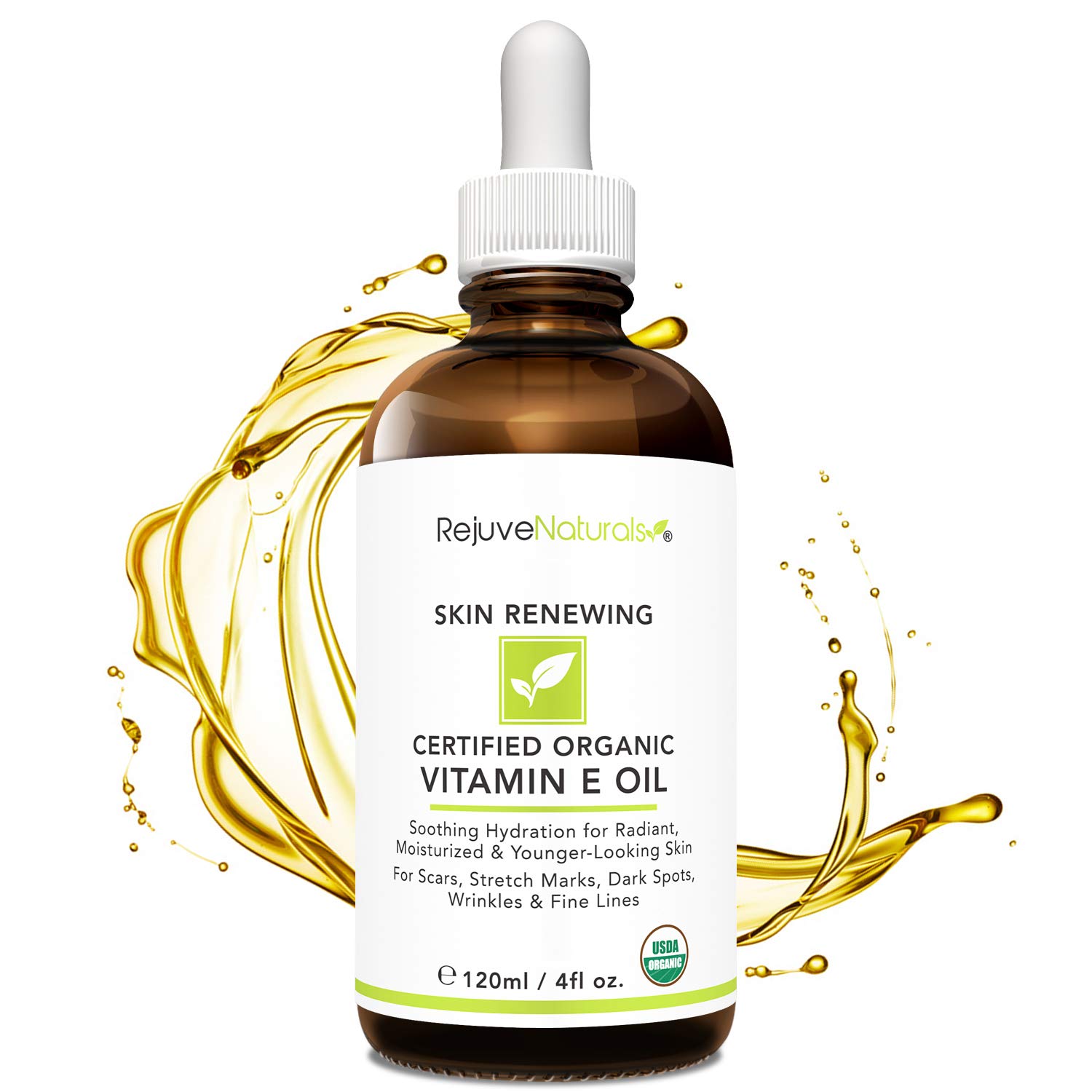 Amazon Com Vitamin E Oil 100 All Natural Usda Organic Large 4oz Bottle Visibly Reduce The Look Of Scars Stretch Marks Dark Spots Wrinkles For Hydrated Youthful Skin Face