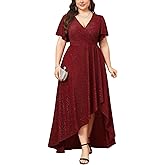 CYCLAMEN Plus Size Sparkly Formal Dress Sparkle Wrap A Line Long Slit Dresses Cocktail Party Evening Gown
