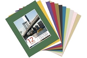 Frametory, 11X14 Mix Color Pre-Cut Picture Mats for 8X10 Photos, Prints, Artworks - White Core Bevel Cut 7.5X9.5 Openings Acid Free Frame Mattes 1.4Mm Thickness - Pack of 12