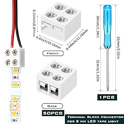 50 Pack Solderless led Strip Tape connectors