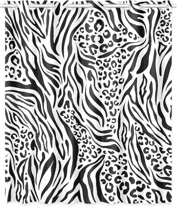 VNASKL Tela para Cortinas Opacas Blanco y Negro Cebra Leo Mix Cortinas
