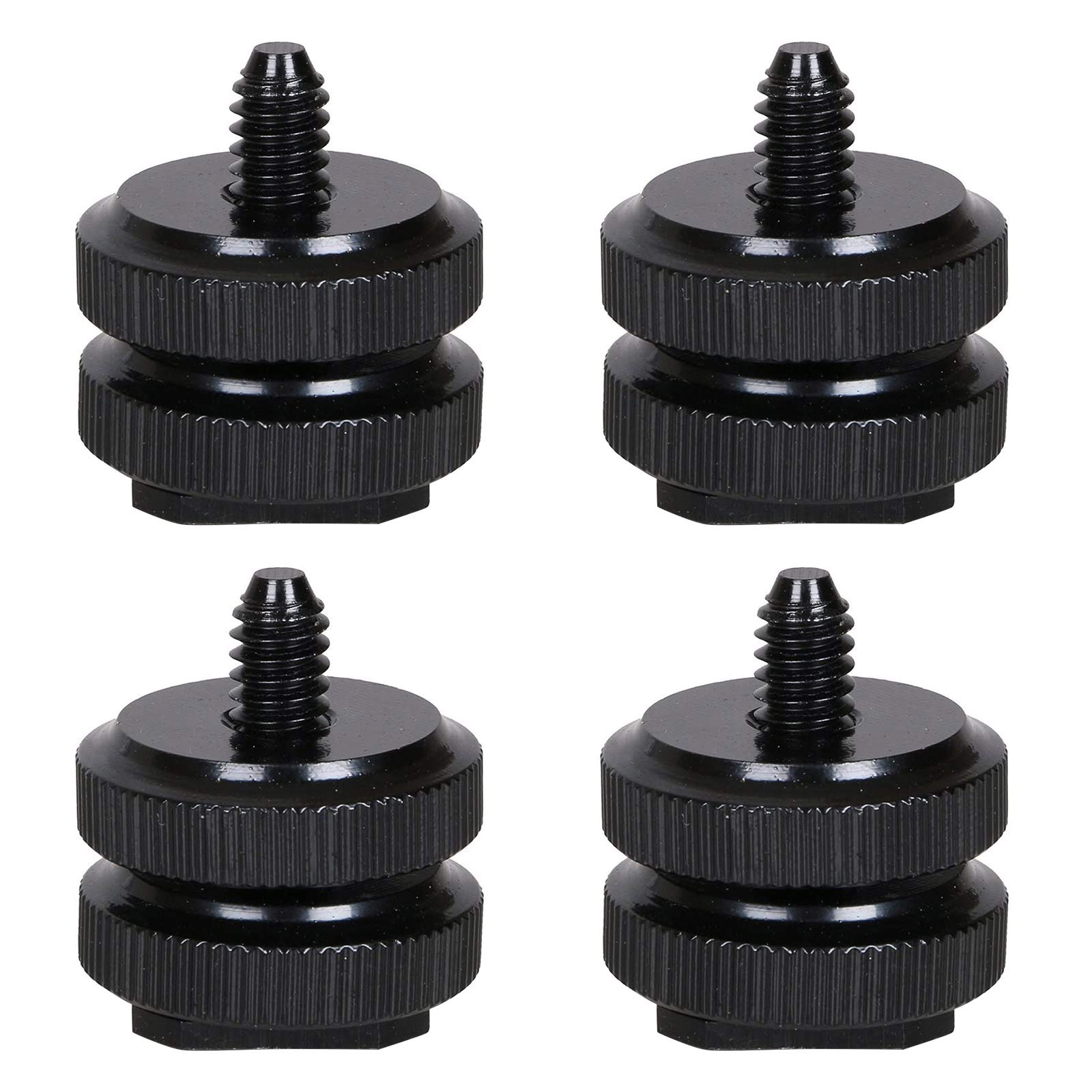WIFUN 4Pcs Camera Hot Shoe Adapter, Camera Hot Shoe Mount to 1/4"-20 Tripod Screw Adapter Flash Hot Shoe Mount Adapter for DSLR Camera Rig