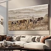 Large Wall Art Animal Wall Decor Brown Home Decorations Grassland Print Arts Vintage Framed Pictures Artwork for Home Office 29"x58"