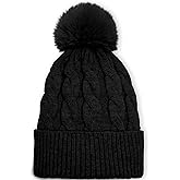 TAROSE Womens Winter Hat Beanie, Warm Soft Hat for Women Pompom Knit Hats Ski Cap with Faux Fur Lined