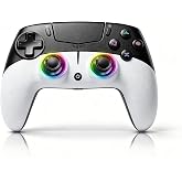 Geemaker Wireless Game Controller Compatible with PS5, PC, iOS, Mac, Android, Steam Deck, Dual Vibration Motor, 6-Axis Motion Control, Turbo Function, 3.5mm Audio Jack, Esports Grade Performance,Black &amp; White
