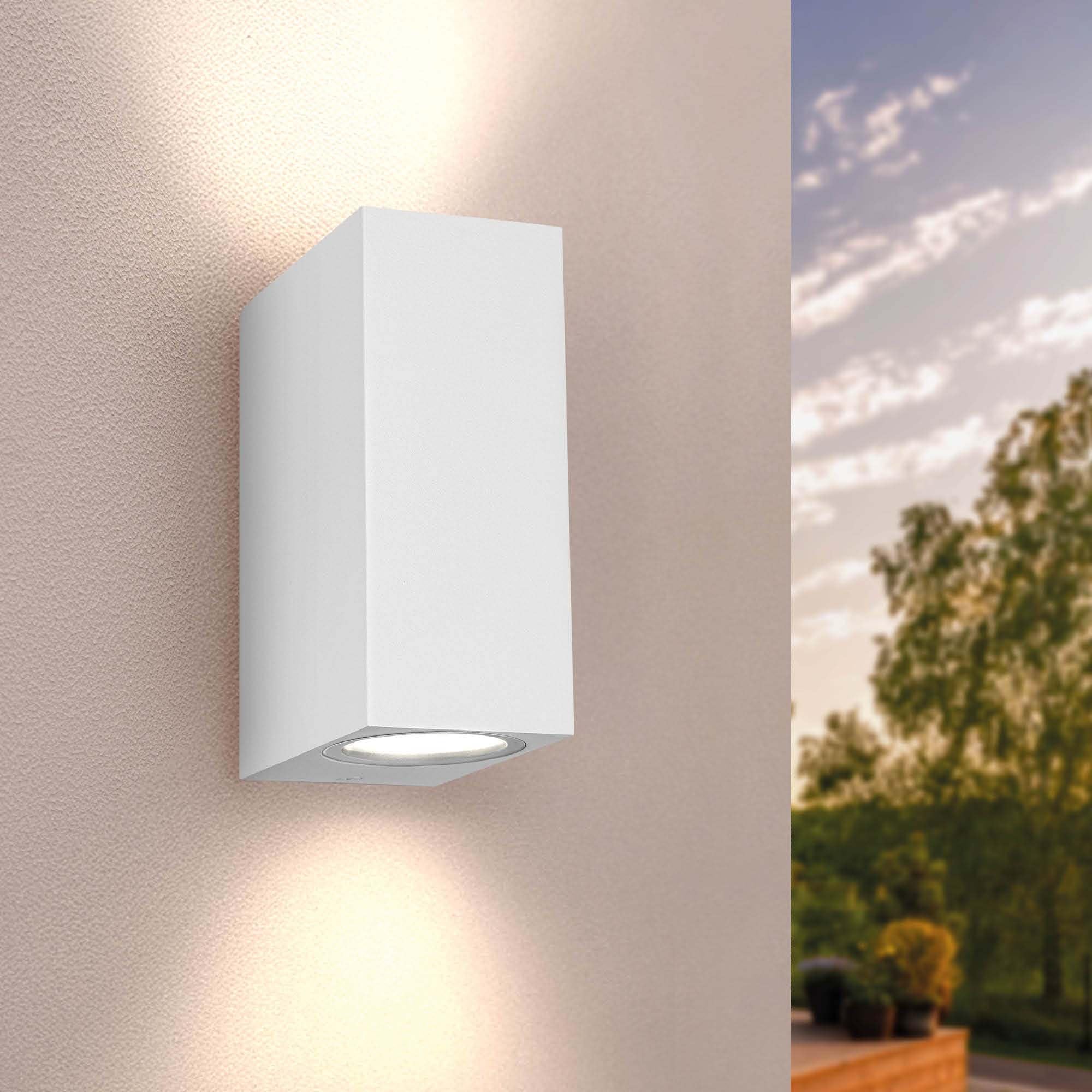 Ledvion - LED Wall Light Cube & White, GU10 Spot, IP54, Up & Down Light, Outdoor Lamp, Outdoor Lighting, Garden Lighting, Facade Lighting