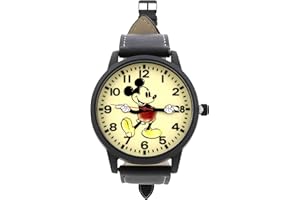 Accutime Mickey Mouse Retro Sketch Analog Watch with Faux Leather Band, Multicolor