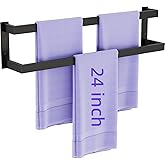 Double Towel Bar, 24 Inch Towel Rack for Bathroom Wall Mounted, Stainless Steel Towel Holder, Double Towel Rod Towel Rail Hanger for Wall, Modern Home Decor Hand Towel Holder, Matte Black