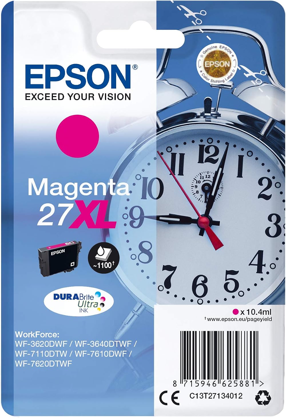Epson 27XL Magenta Ink Cartridge C13T27134022 Workforce WF-3620 7610 7720