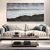 XIANSHOU Living Room Wall Decor Black Abstract Wall Art White Painting Contemporary Wall Art Canvas Picture Decorations for Bedroom Dining Room Office 24x48 in