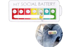 Cooluckday Social Battery Pin for Women My Social Battery Slider Pin for Girl Battery Enamel Pin Interactive Mood Pins Fun Enamel Emotional Pin 7 Days a Week for Kids Teens