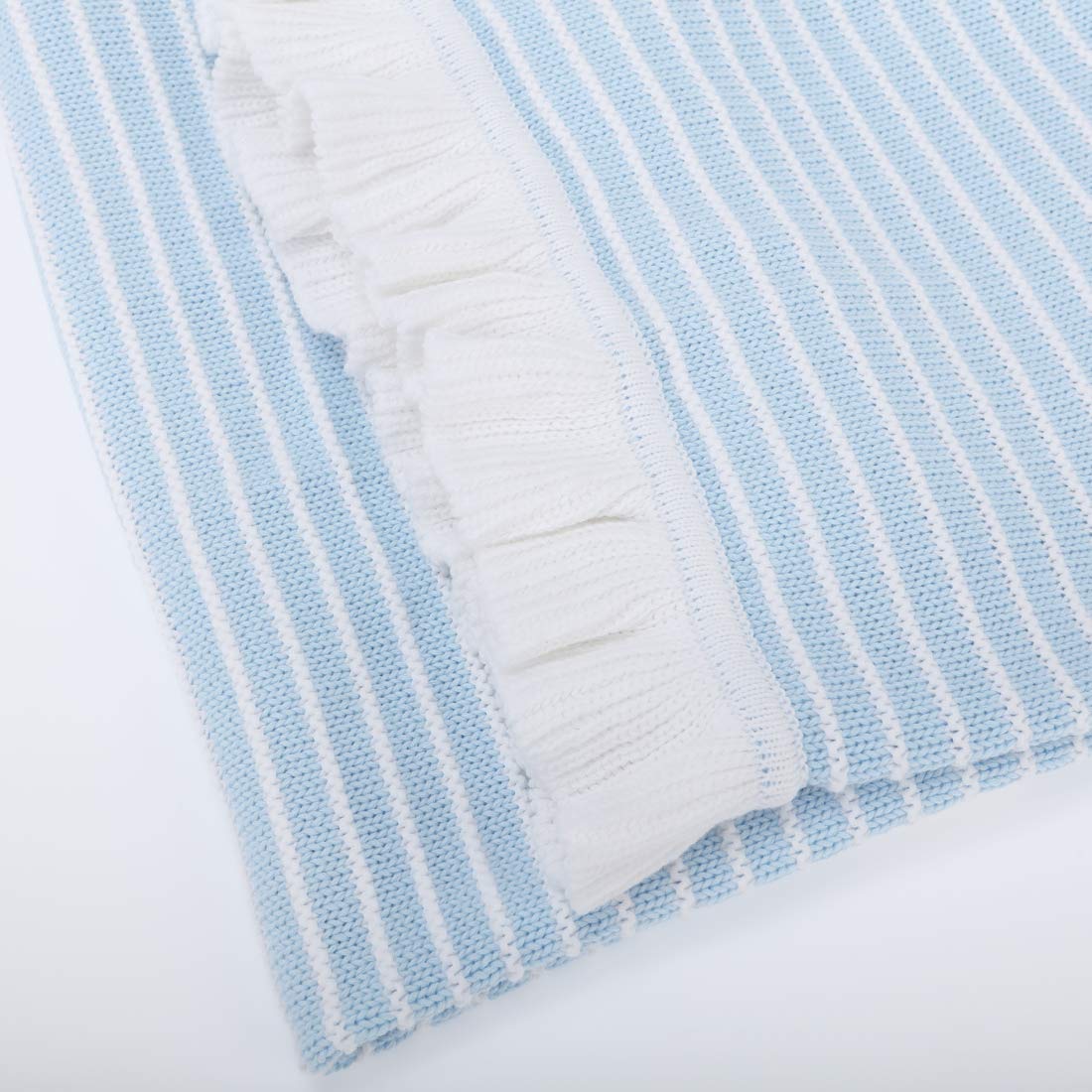 NOREEN Casual Lightweight Spring Summer Striped Cotton Blanket Throw