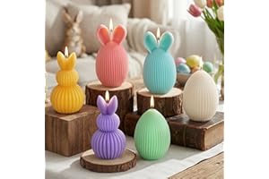 Lanpn 6 Pcs Easter Bunny & Egg Candles Gift Set, Mini Rabbit & Egg Shaped Votive Tea Lights, Easter Flower & Fruit Scented Ca