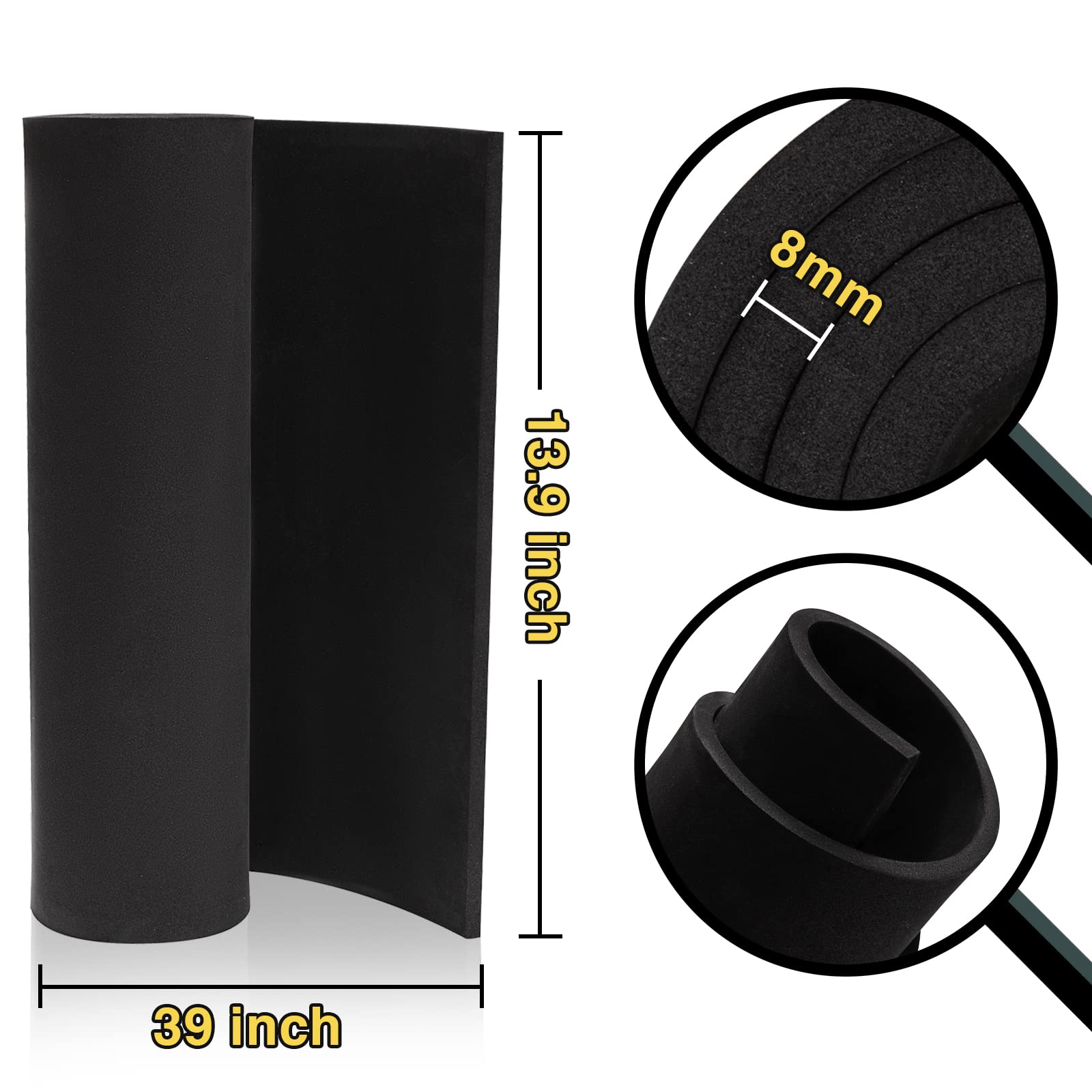 Black Foam Sheets Roll, Premium Cosplay EVA Foam Sheet，8mm Thick,13.9