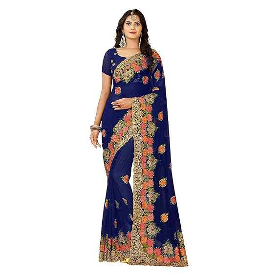 Embroidery saree amazon Clearance
