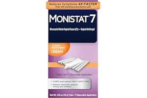 Monistat 7-Day Yeast Infection Treatment for Women, Miconazole Cream (45g Tube) & 7 Applicators, for Relief of Mild Vaginal Itching