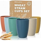 Perlapoc Wheat Straw Cups, Plastic Cups Reusable, Unbreakable Drinking Glasses Set of 6, Plastic Cups for Kitchen Camping Outdoor, 16 OZ Dishwasher Safe Tumblers & Water Glasses, Multi