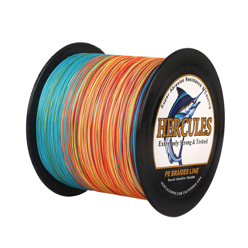 Hercules Braided Fishing Line 2000m 2187yds 6lbs-100lbs Pe Superline 4 Strands (Multicolor 50lb/22.7kg 0.37mm) — image 1