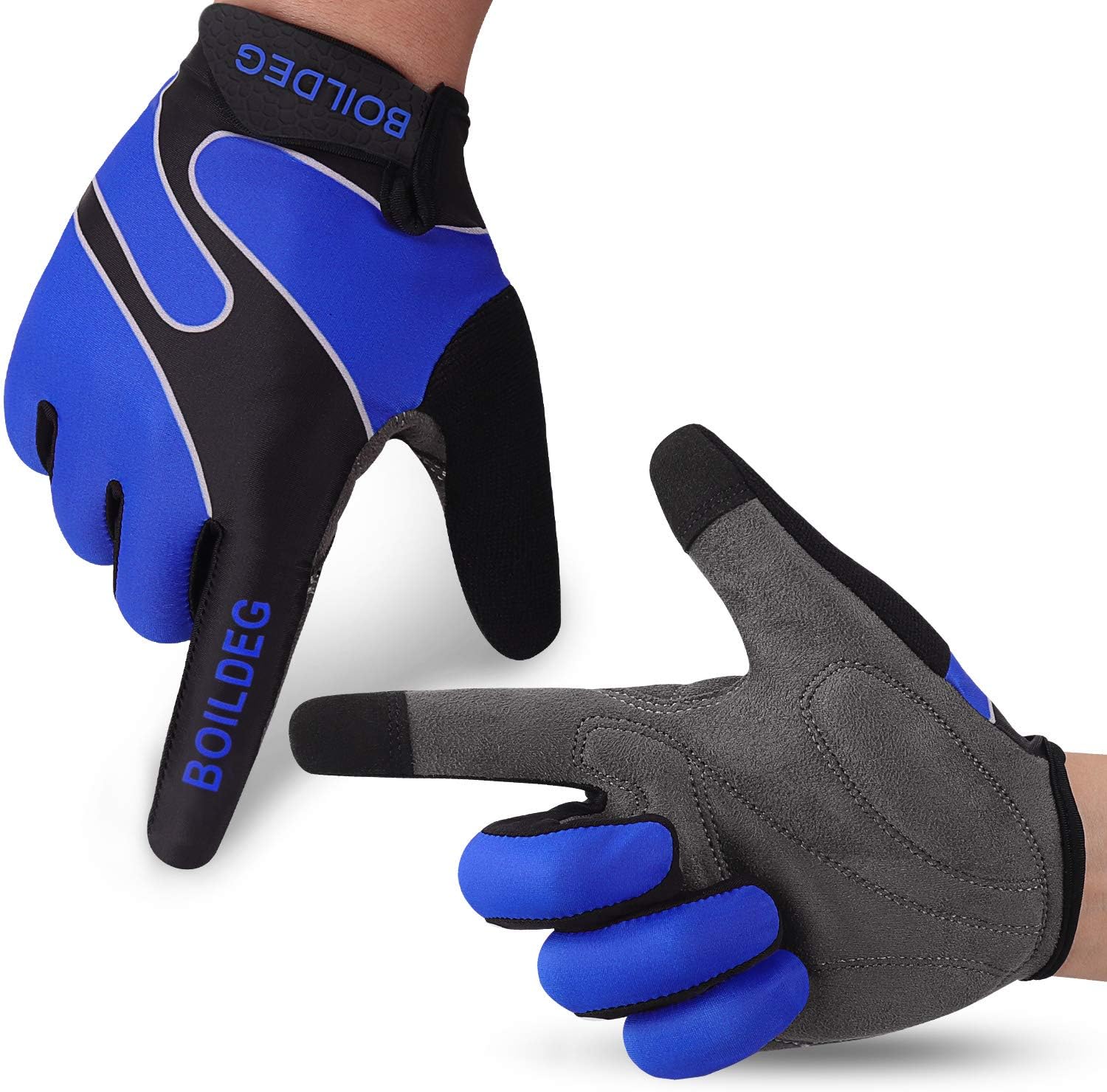 boildeg Cycling Gloves Full Finger Mountain Bike Gloves with Anti-Slip Shock-Absorbing Pad Breathable,Touchscreen MTB Road Biking Gloves for Men/Women