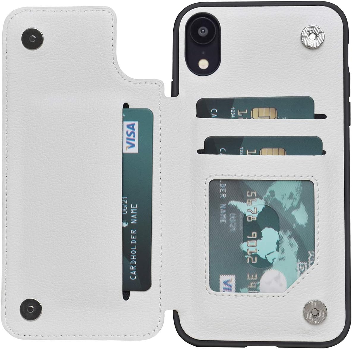 Acxlife iPhone XR Case XR Wallet Credit Card Holder Case Protective Cover with Card Slot Holder and Slim Leather Case for iPhone xr 6.1 Inch(White)
