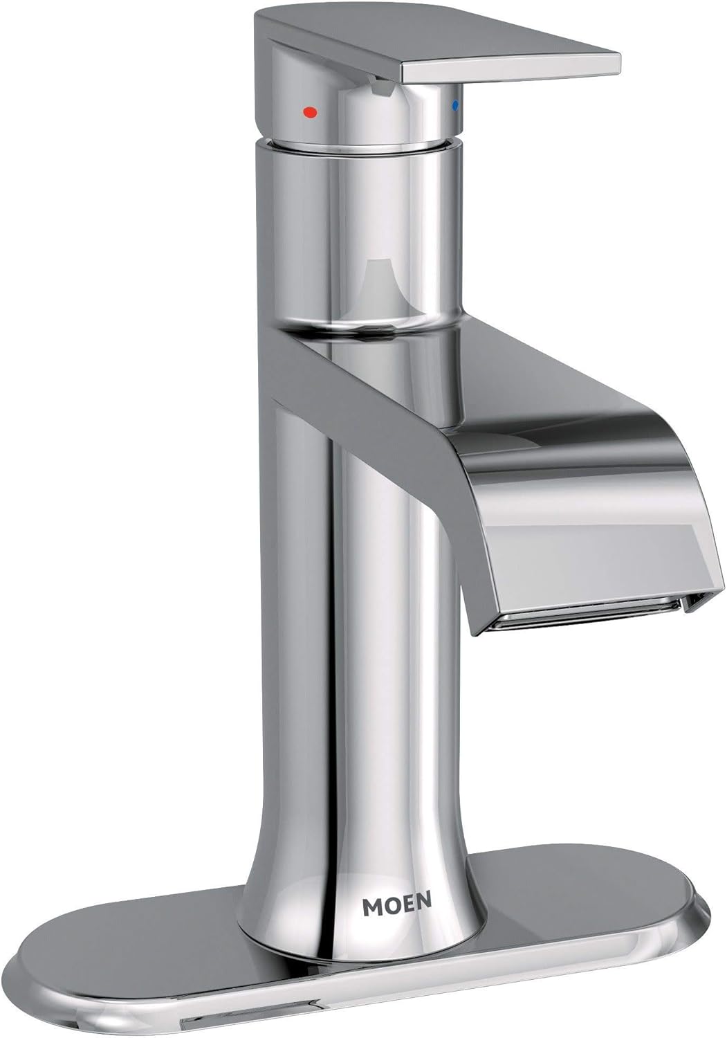 Moen 6702 Genta One-Handle Single Hole Modern Bathroom Sink Faucet with Optional Deckplate, Chrome - - 