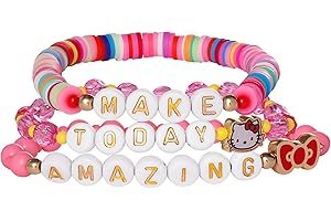 SALLY ROSE Hello Kitty Bracelet Make Today Amazing 3-Piece Set Official License, Fashion Jewelry Beaded Sanrio Bracelets Set of 3