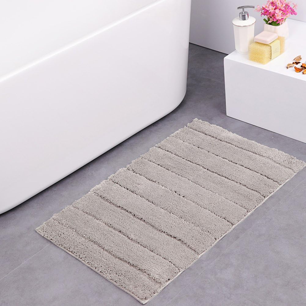 Bath Rugs Microfiber Non Slip Water Absorbent Bath Mats ,50×80cm (Grey)