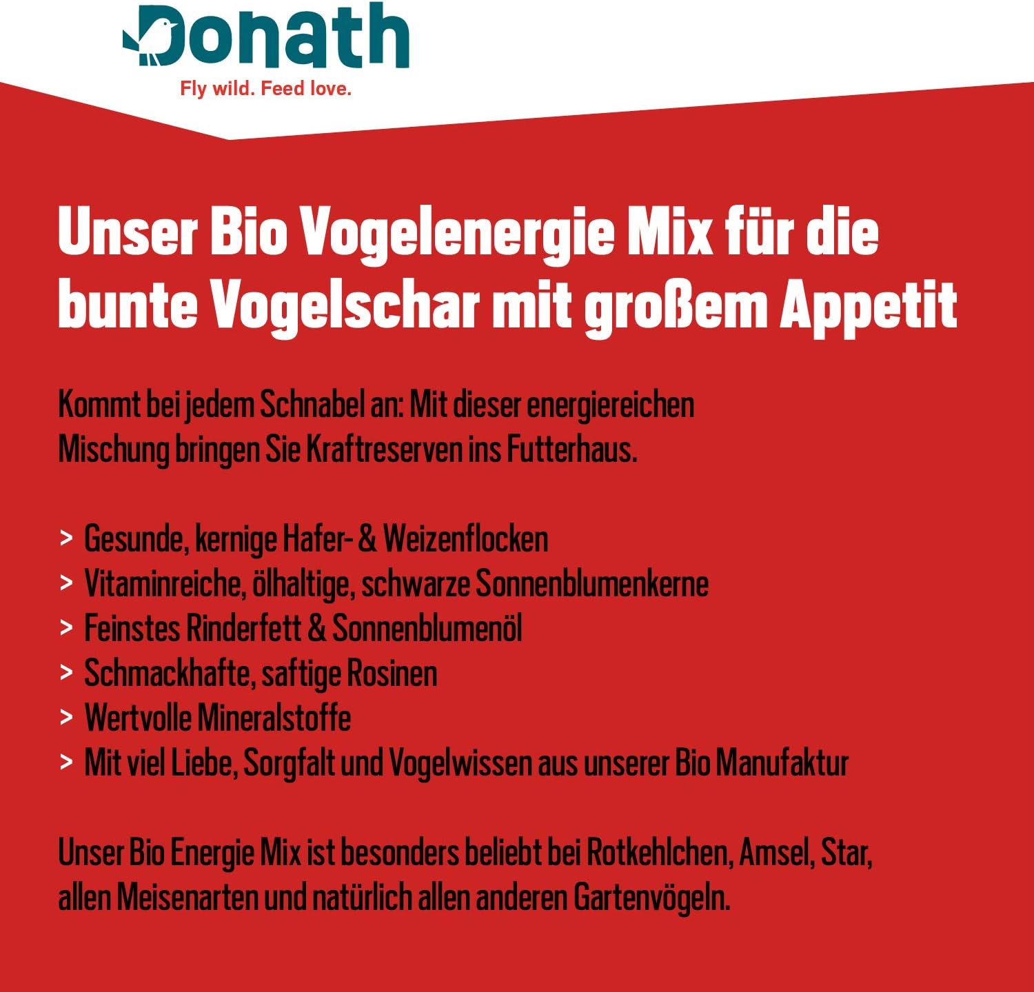 Donath Organic Energy Muesli, the energy-rich organic mix brings reserves of energy to your bird table - Image 5