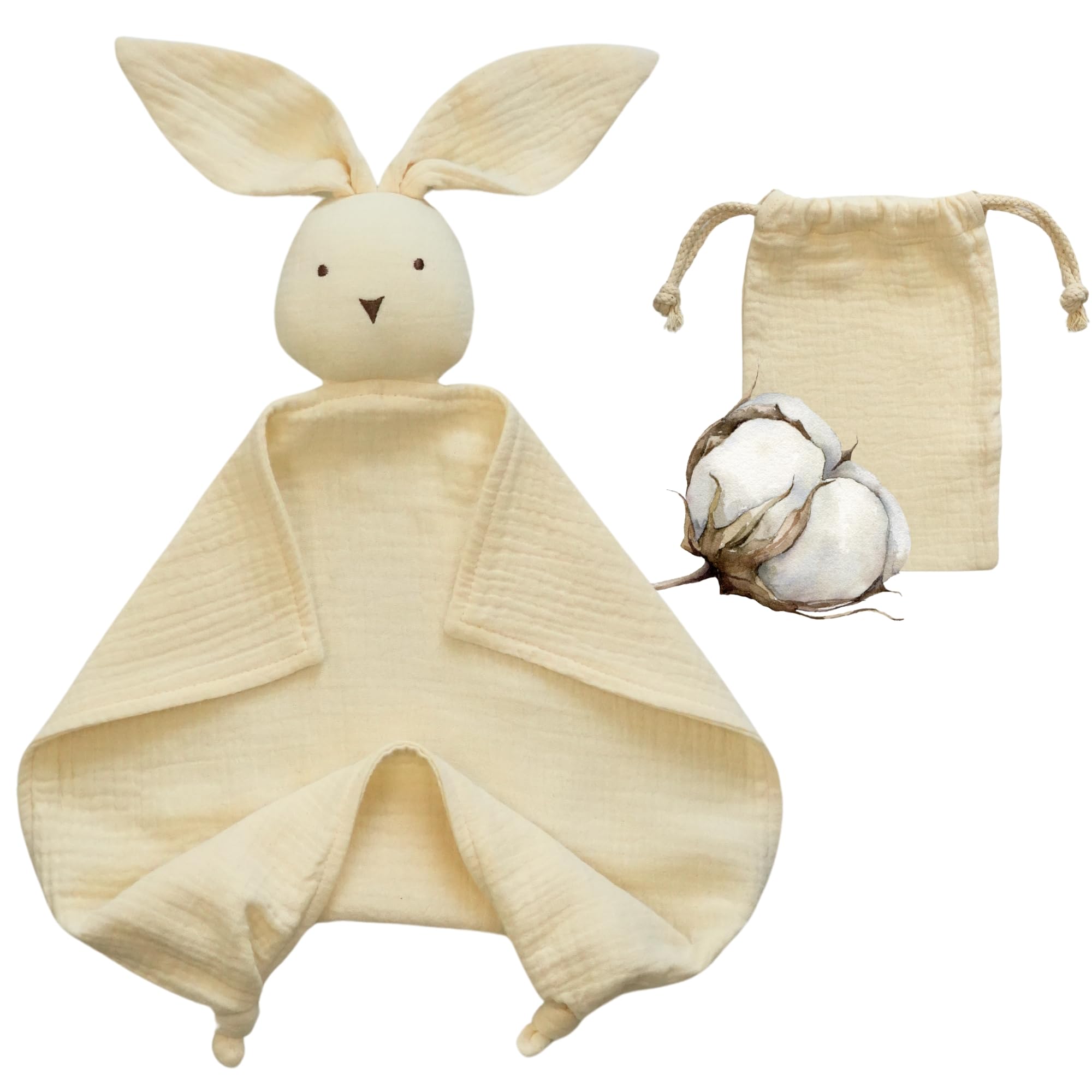 BEBICCO - Baby comforter 30 x 30 cm cotton muslin - baby swaddle - soft towel - security blanket (pure white)