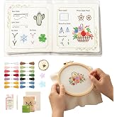 JITIERYALO Embroidery Stitch Book Kit for Beginne, 32 Essential Stitchess with Tools &amp; Tutorials, Embroidery Sampler Practice Book DIY Fall Embroidery Kit for Adults &amp; DIY Craft Lovers