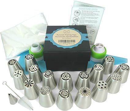 Wenburg 43tlg Spritztullen Set 16 Grosse Russische Tullen 1 Blatter Aufsatz Adapter 20 Einweg Spritzbeutel Silikon Spritztute Profi Backset Fur Kuchen Cupcake Deko Blumen Ii Amazon De Kuche Haushalt
