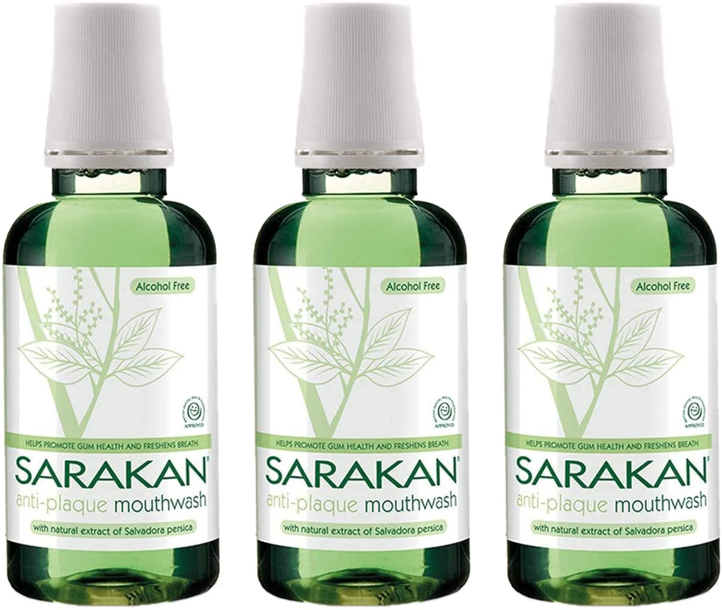 Sarakan Anti-Plaque Mouthwash (300 ml) | Formulated to Reduce Plaque and Tartar | Alcohol Free | Fluoride Free | Vegan (300ml (Pack of 3)) — image 1
