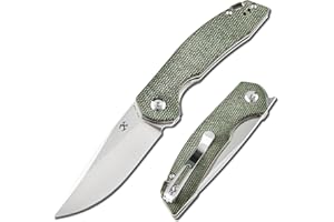 KANSEPT Accipiter Pocket Folding Knife - 2.9'' 154CM Material with Green Micarta Handle - Everyday Carry EDC Camping Knife T2007A2
