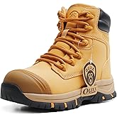 OUXX Work Boots for Men, Side Zipper Steel Toe Shoes, Water-Resistant, Non-Slip, Puncture-Proof(OX2720)