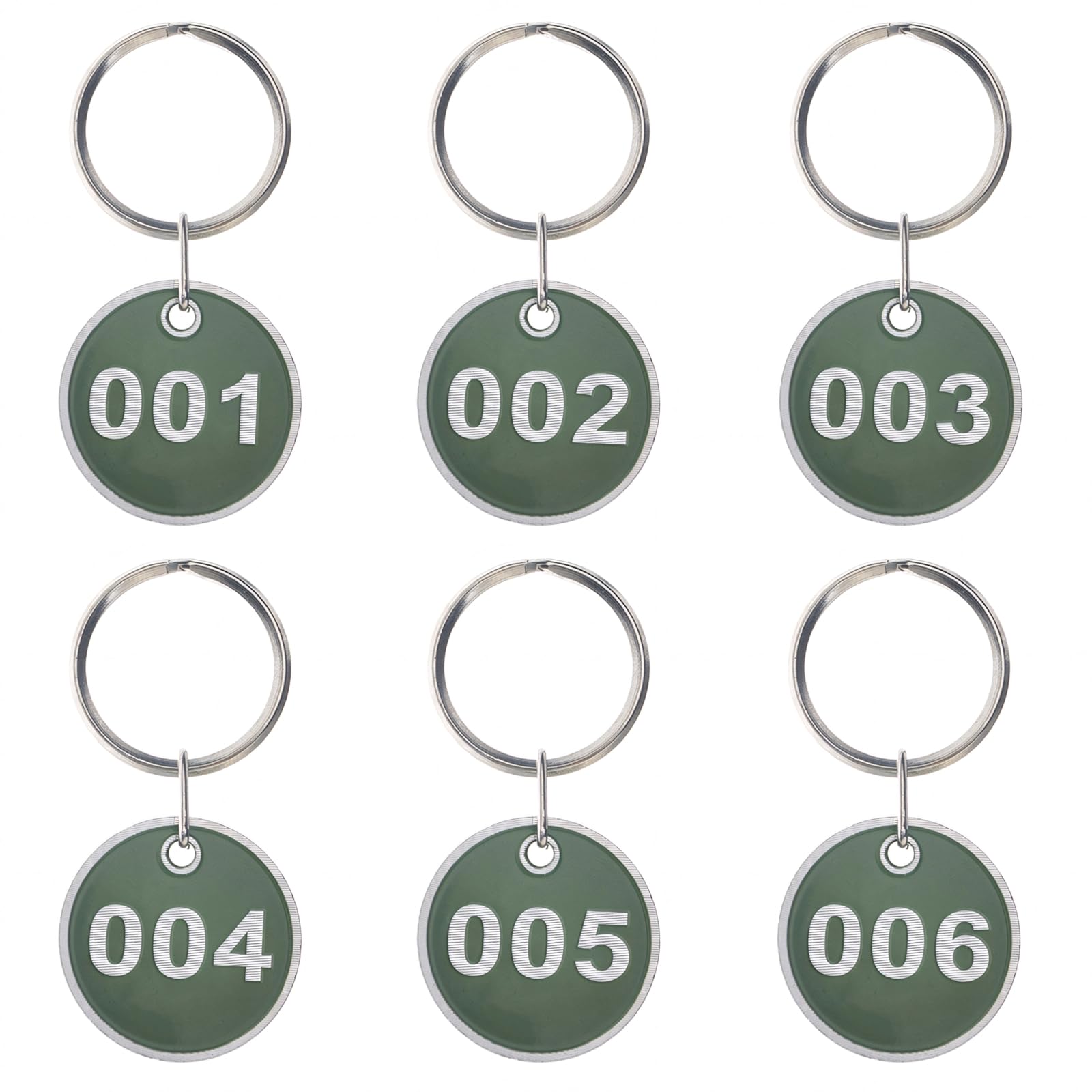 20 PCS Plastic Numbered Key Tag Metal Rim, Numbered ID Key Chain Key Rings 30mm Dia, Green 1-20