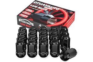 OTUAYAUTO M12x1.5 Lug Nuts - 20PCS Black 12mmx1.5 Closed End Bulge Acorn Lug Nut Set, 12x1.5 Wheel Lug Nuts, Cone Seat, 19mm Hex, Replacement for Chevy Ford Honda Acura Aftermarket Wheels