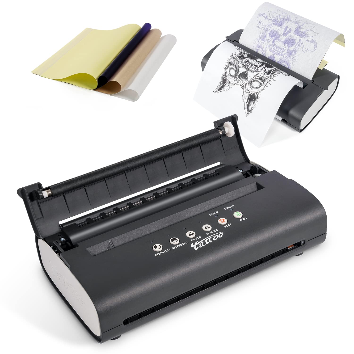 LifeBasis Thermal Tattoo Stencil Printer - Copier Machine for Temporary and Permanent Tattoos with 20pcs Transfer Paper
