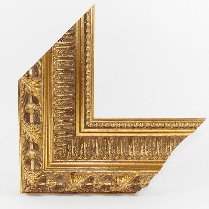 Barock Bilderrahmen TROJA 37x98 oder 98x37 cm in ALTGOLD/ANTIK GOLD OPTIK , LEER-Rahmen ohne Rückwand und ohne Kunstglas, 99 