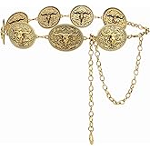 YooAi Western Metal Concho Belt for Women Cowgirl Chain Waist Belts for Dresses Jeans Country Concert Outfit