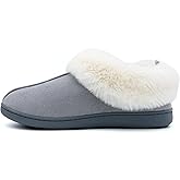 Jerzmy House Slippers for Women, Memory Foam Fuzzy Woman Slippers Suede Faux Fur with Arch Support Plush Lining Collar, Comfy Warm Winter Home Shoes for Indoor Outdoor